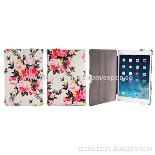 Flower pattern PU leather case for iPad mini 2, different view angles shows your tablet unique style